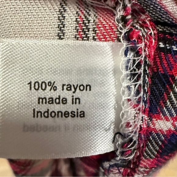 Lane Bryant Dark Pink/Red & Black Plaid Twist-front Illusion Tunic Top | Size 28 - Picture 9 of 10